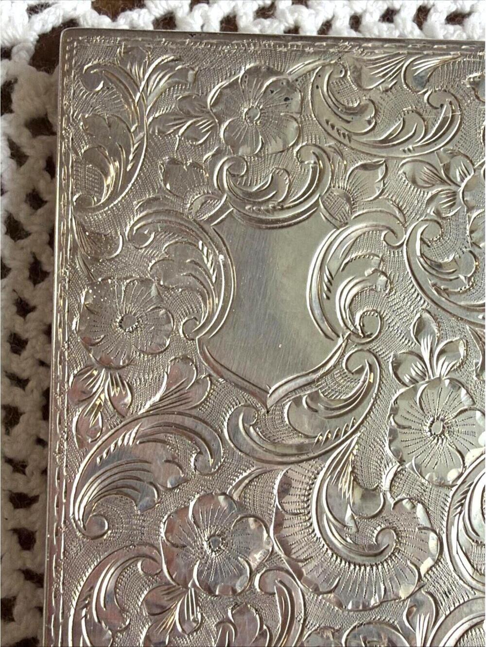 Vtg Polish Art Deco 900 Silver Compact 1920s Warsaw 2W Floral Chased Sifter Puff - Picture 2 of 13